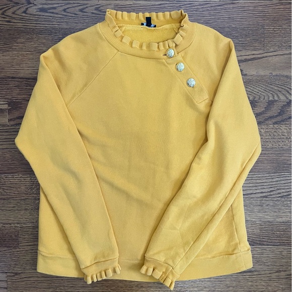Talbots Sweater Sweatshirt Golden Yellow w/ Ruffles Size Small - Picture 2 of 11